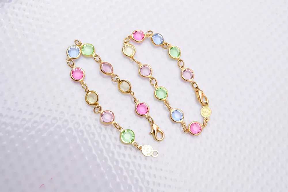 2 Pastel Austrian Bezel Set Crystal Bracelets - image 3