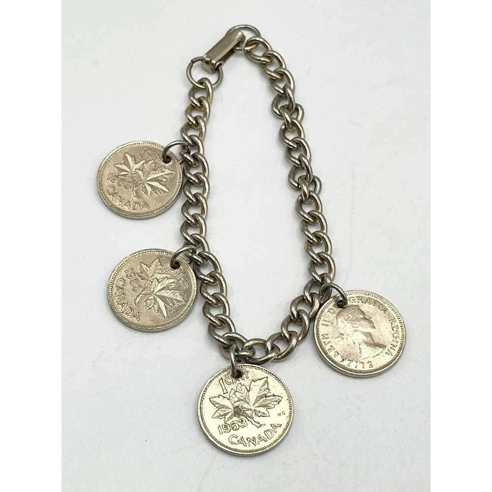 Vintage Vintage silver Canada coin charm bracelet - image 1