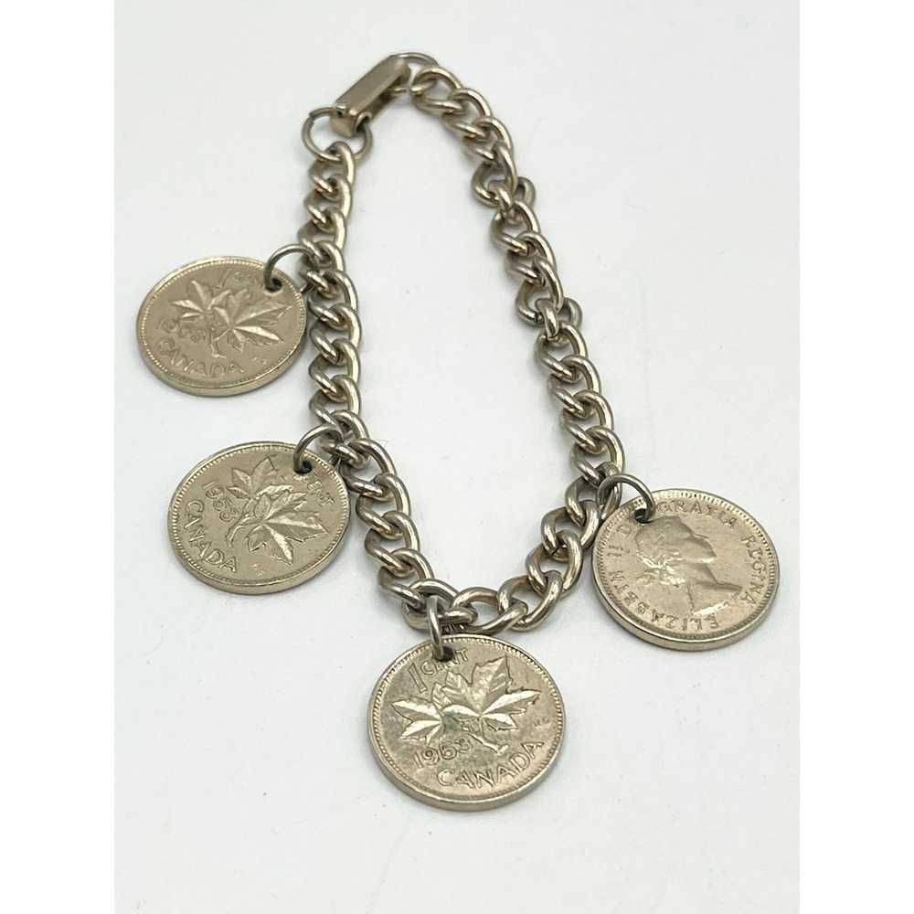 Vintage Vintage silver Canada coin charm bracelet - image 2