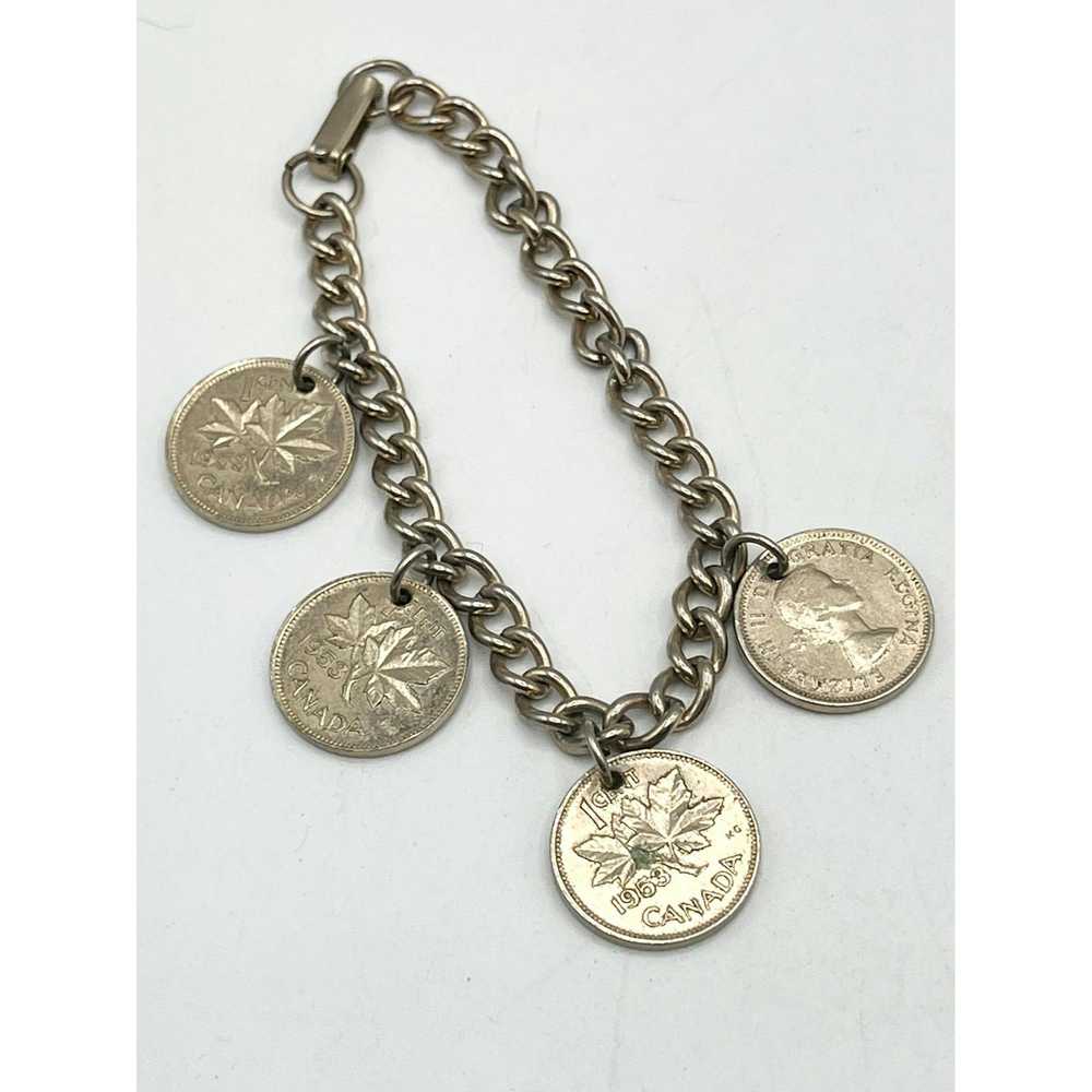 Vintage Vintage silver Canada coin charm bracelet - image 3