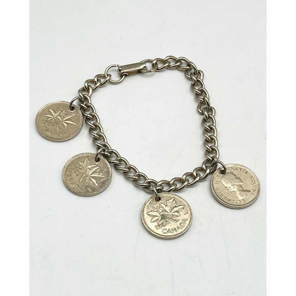 Vintage Vintage silver Canada coin charm bracelet - image 4