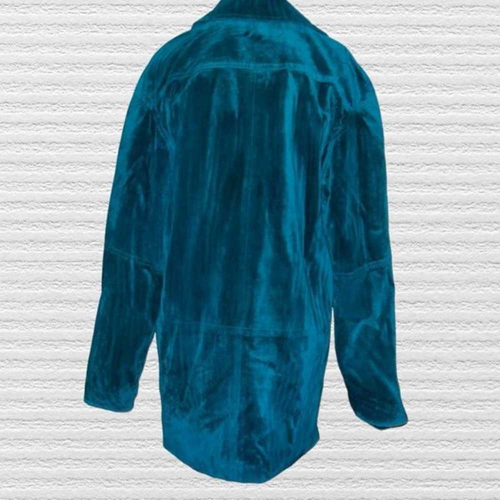 Siena vintage suede leather peacock teal open fro… - image 2