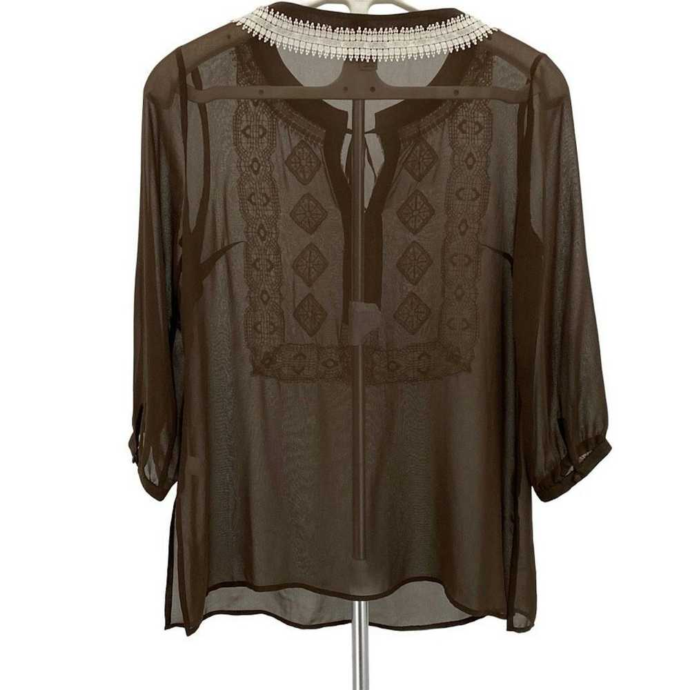 Other Charter Club Womens Brown Sheer Embroidered… - image 2