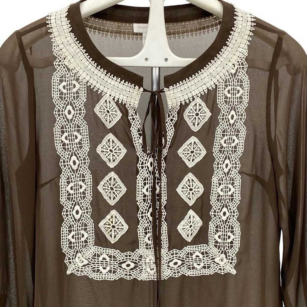 Other Charter Club Womens Brown Sheer Embroidered… - image 3