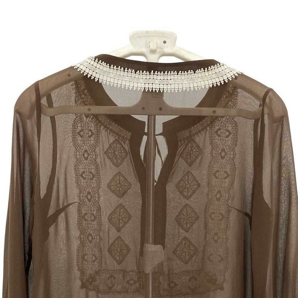 Other Charter Club Womens Brown Sheer Embroidered… - image 4