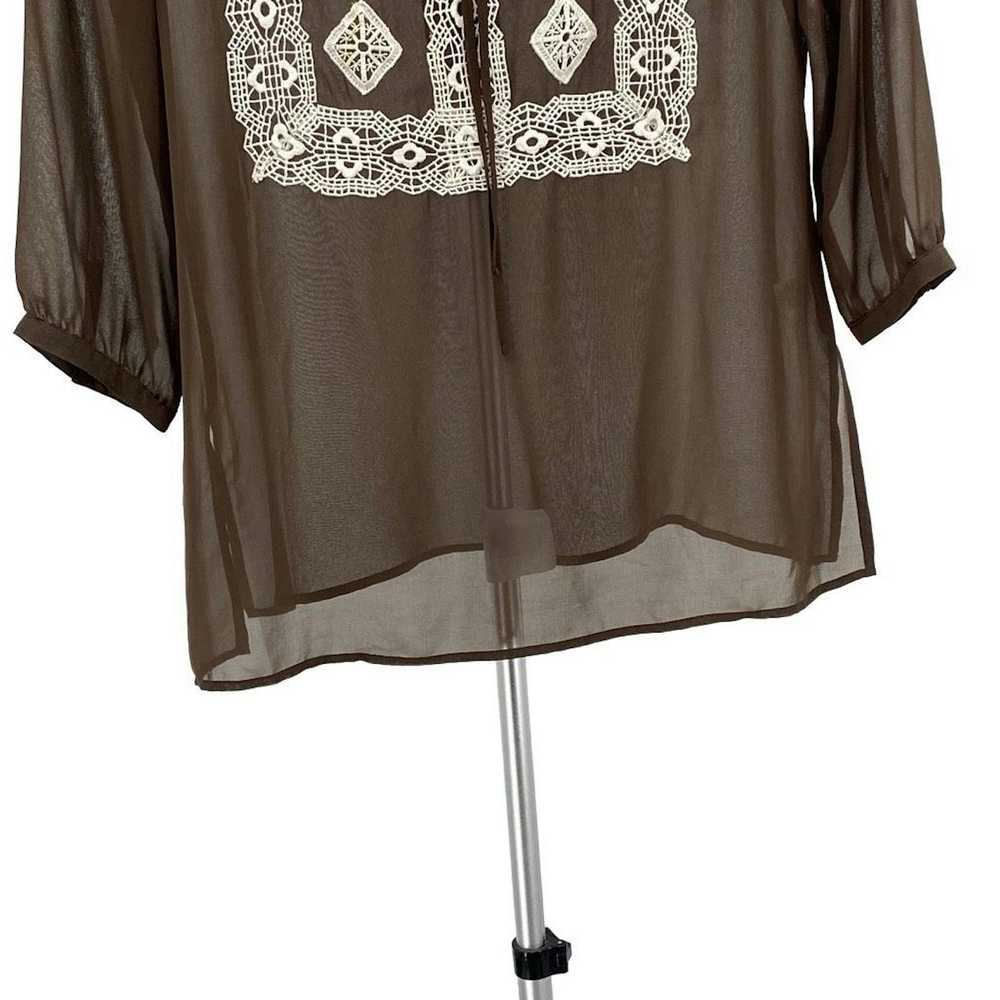 Other Charter Club Womens Brown Sheer Embroidered… - image 5