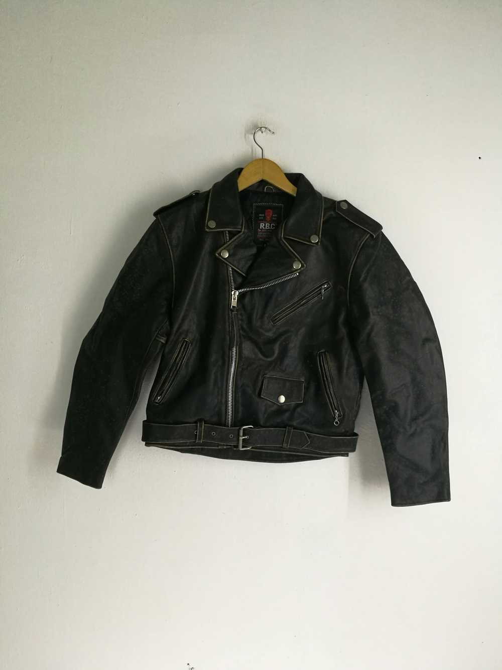 Leather × Leather Jacket × Racing Vintage RBC mot… - image 10