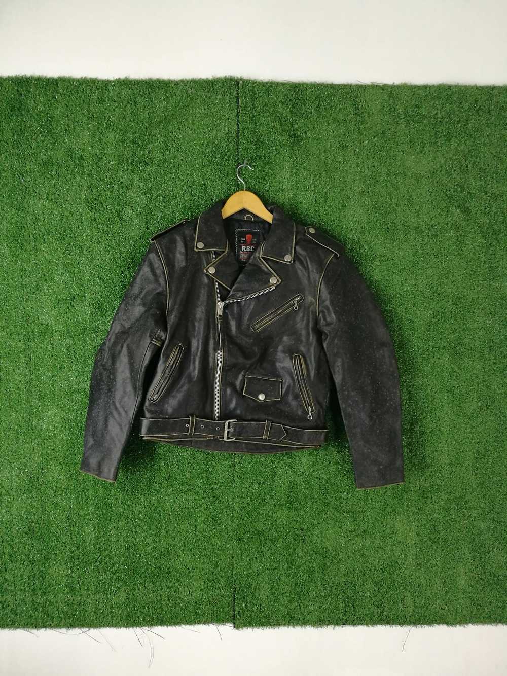 Leather × Leather Jacket × Racing Vintage RBC mot… - image 1