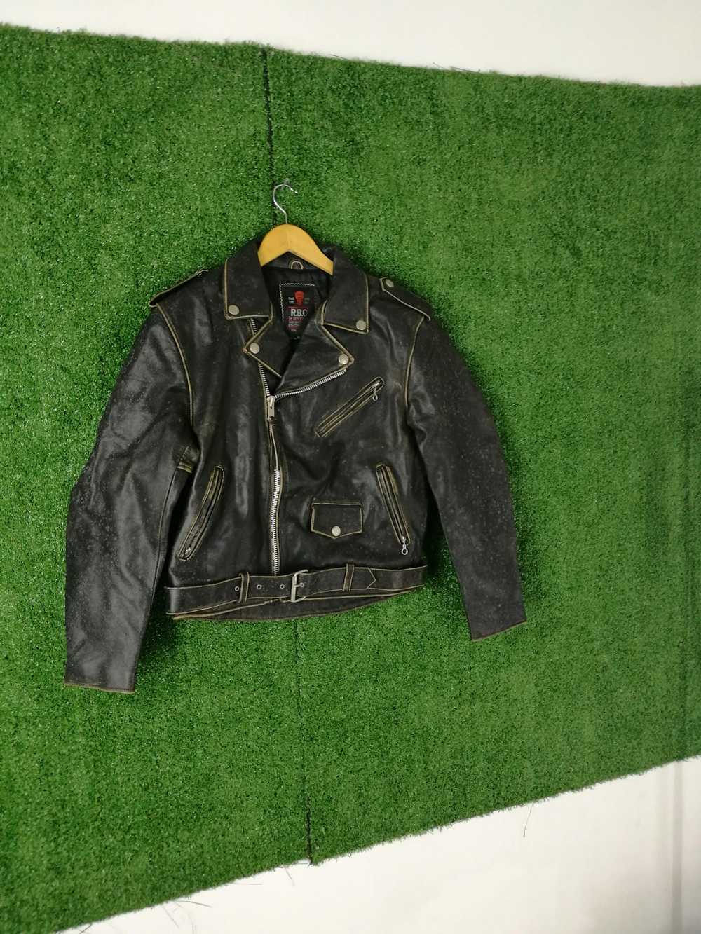 Leather × Leather Jacket × Racing Vintage RBC mot… - image 2
