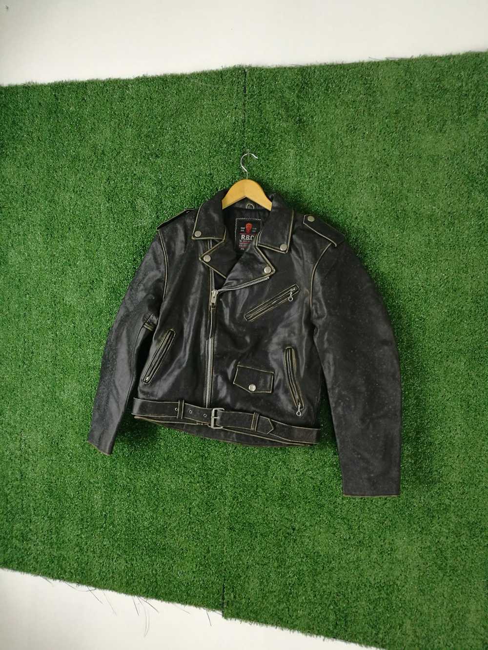 Leather × Leather Jacket × Racing Vintage RBC mot… - image 3