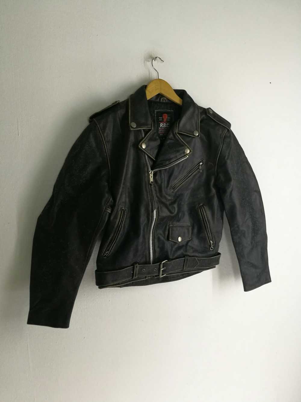 Leather × Leather Jacket × Racing Vintage RBC mot… - image 8