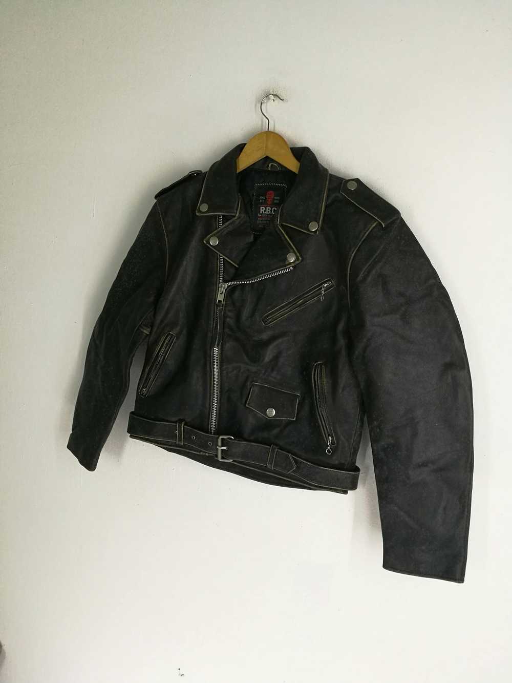 Leather × Leather Jacket × Racing Vintage RBC mot… - image 9