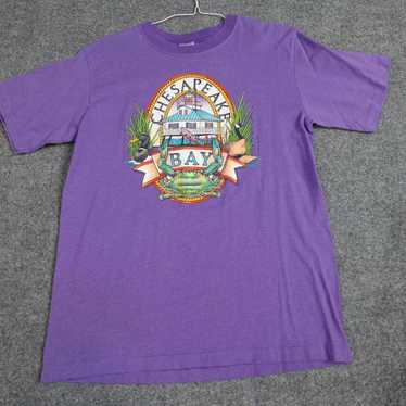 Vintage Chesapeake Bay T-shirt M Purple Striped V… - image 1