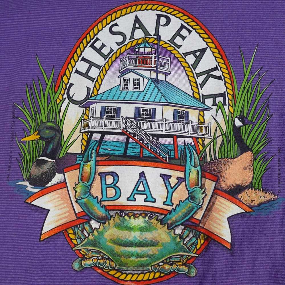 Vintage Chesapeake Bay T-shirt M Purple Striped V… - image 2