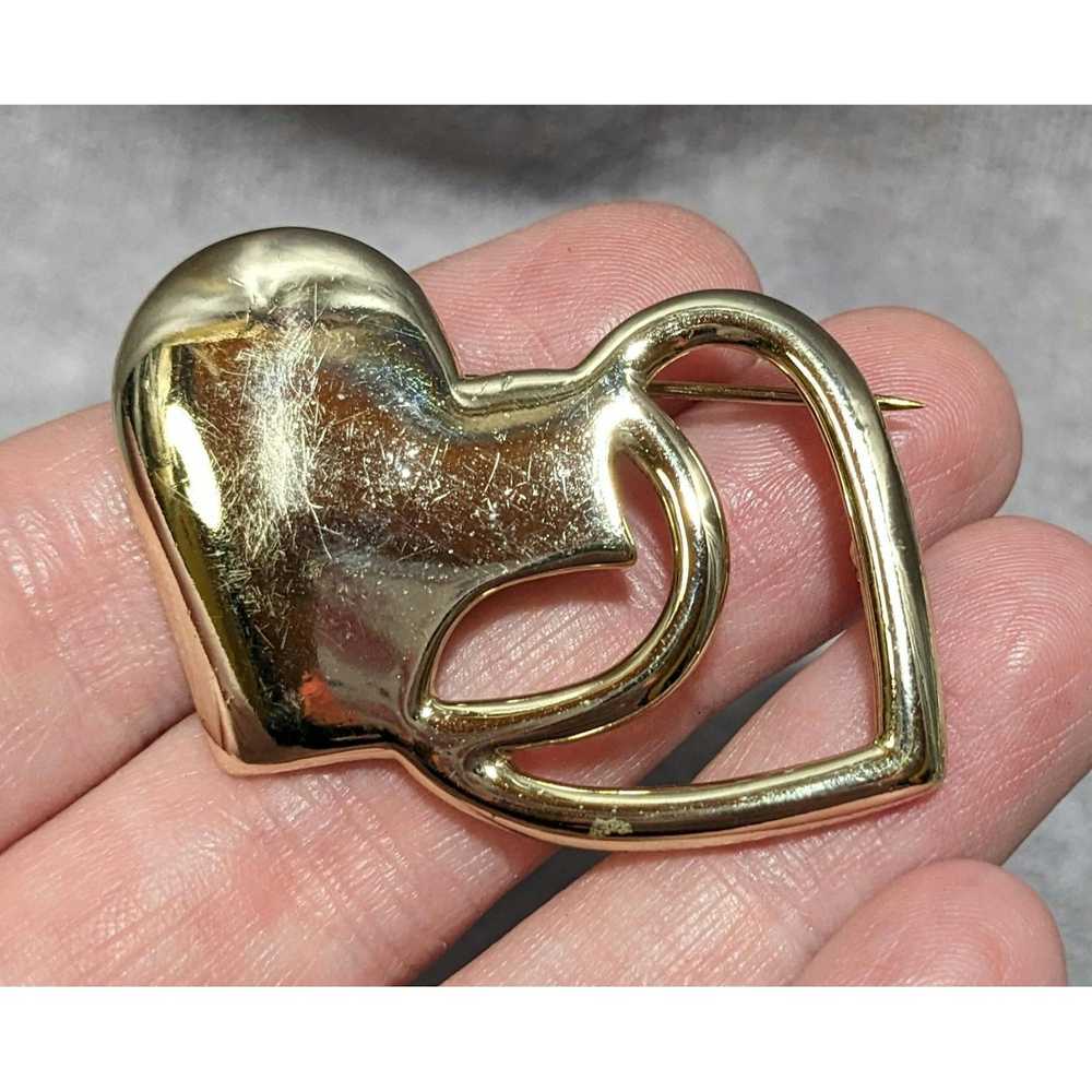 Other Silver Double Heart Valentine Brooch - image 1