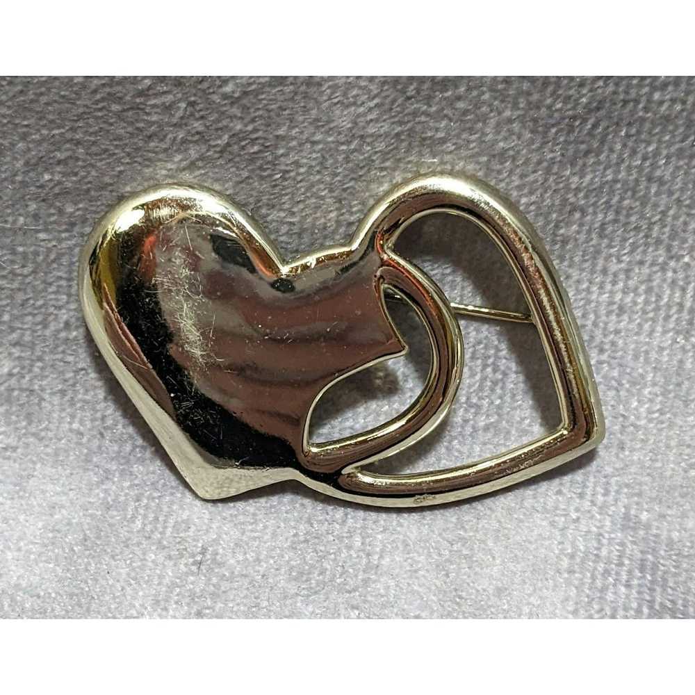 Other Silver Double Heart Valentine Brooch - image 2