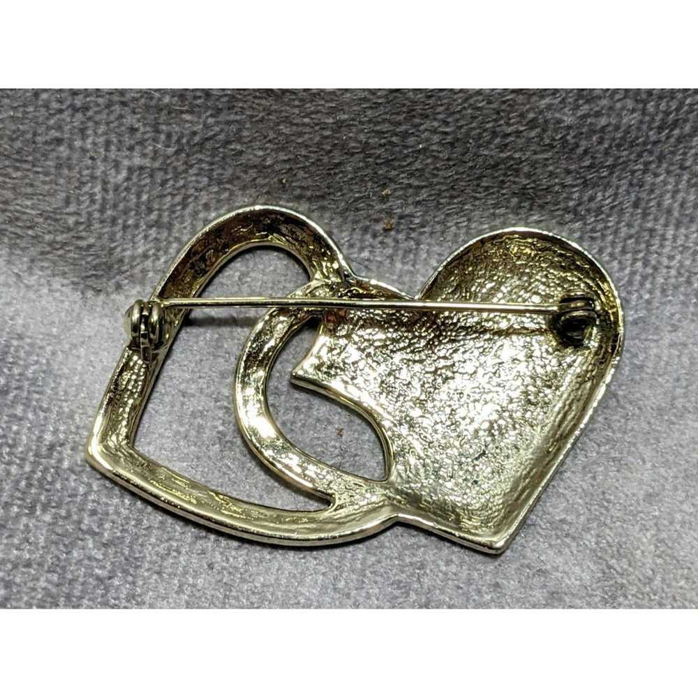 Other Silver Double Heart Valentine Brooch - image 3