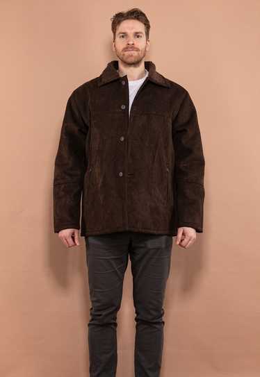Vintage 00's Men Faux Sheepskin Jacket in Brown