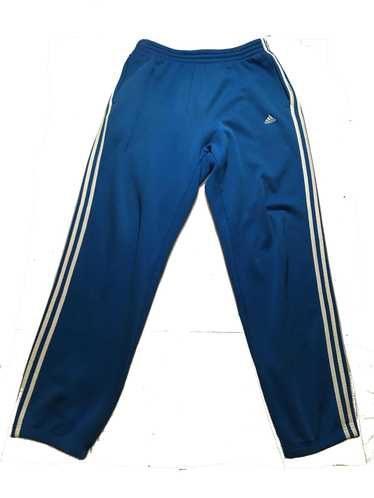 Vintage Adidas Sweatpants L Royal Blue Polyester Baggy Fit White 3 Stripes  Y2K