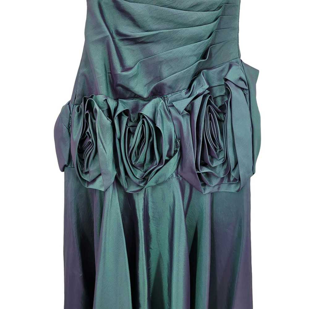 Vintage Y2K High Low Strapless Prom Dress 6 Teal … - image 6