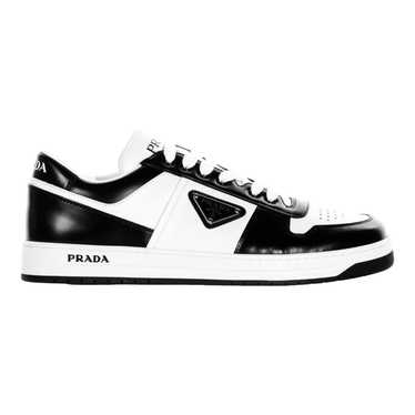PRADA Men's Downtown Leather Sneakers White/Black Size 14 US / 13