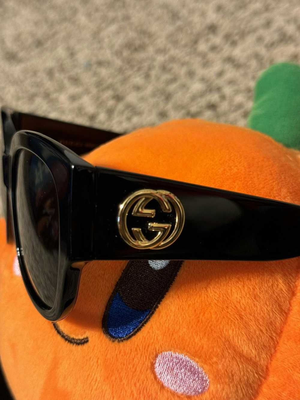 Gucci Black Gucci 3D Gold Logo Sunglasses - image 3