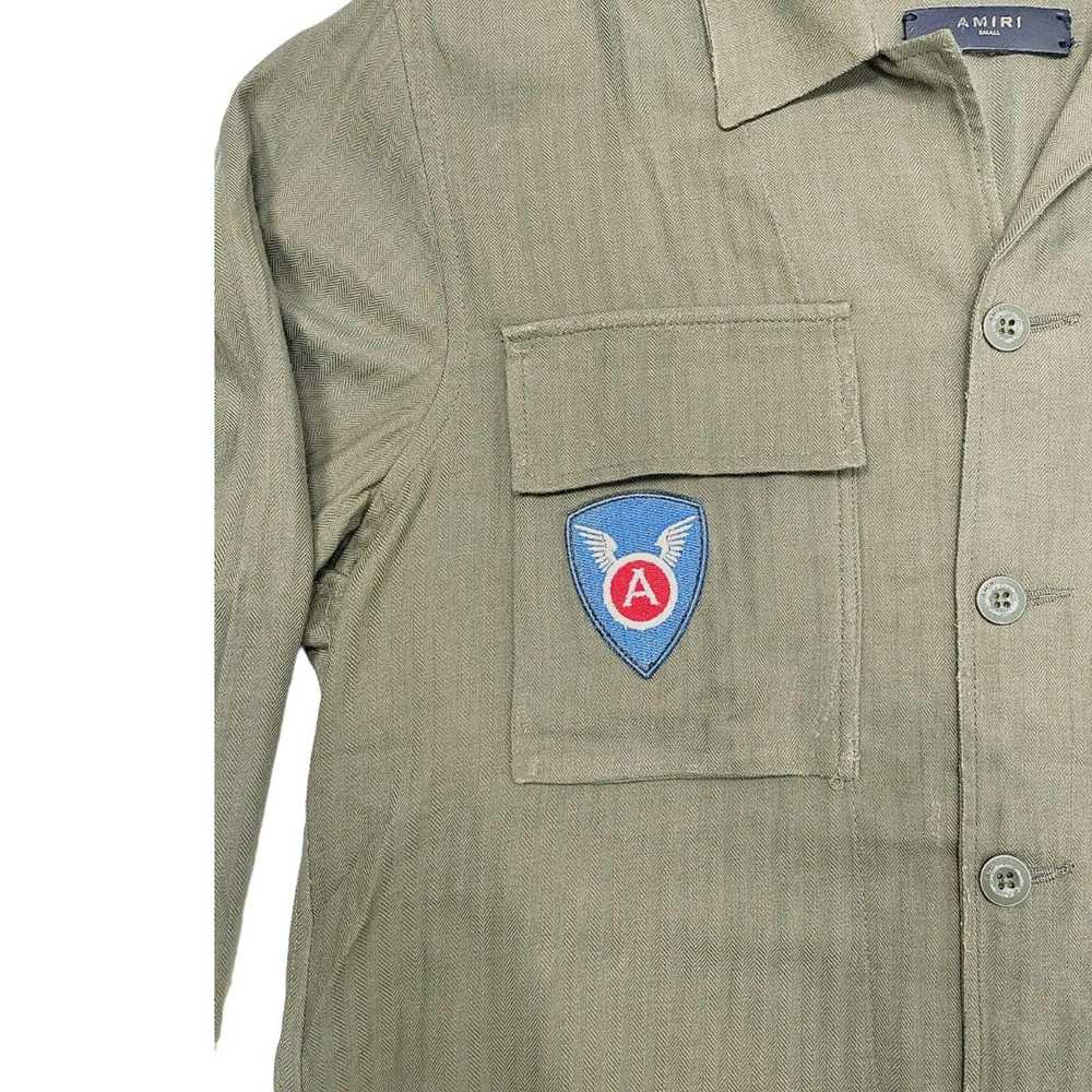 Amiri Amiri Military Patch Button Up Shirt Olive - image 3