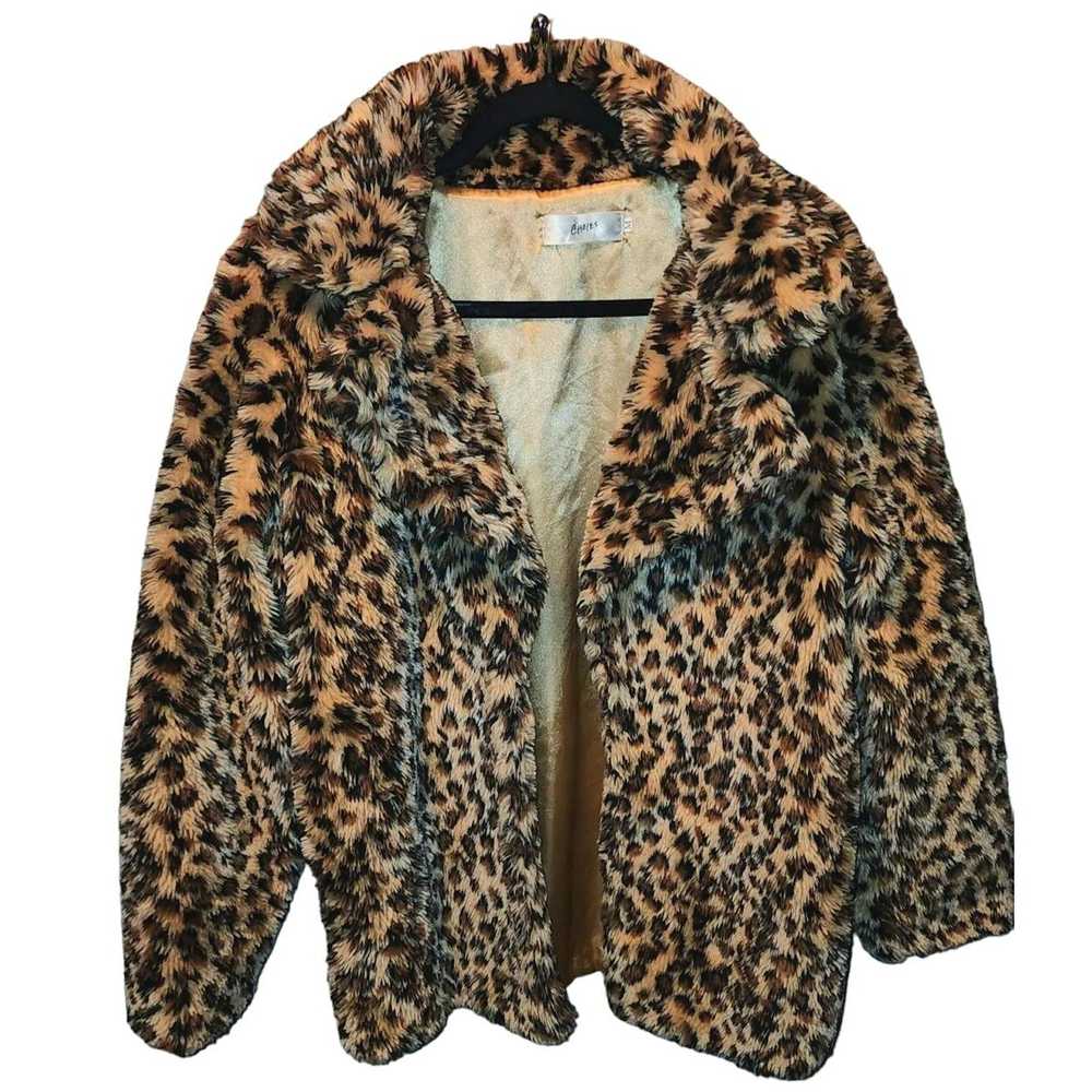 Vintage Womens Medium Faux Fur Cheetah Print Soft… - image 1