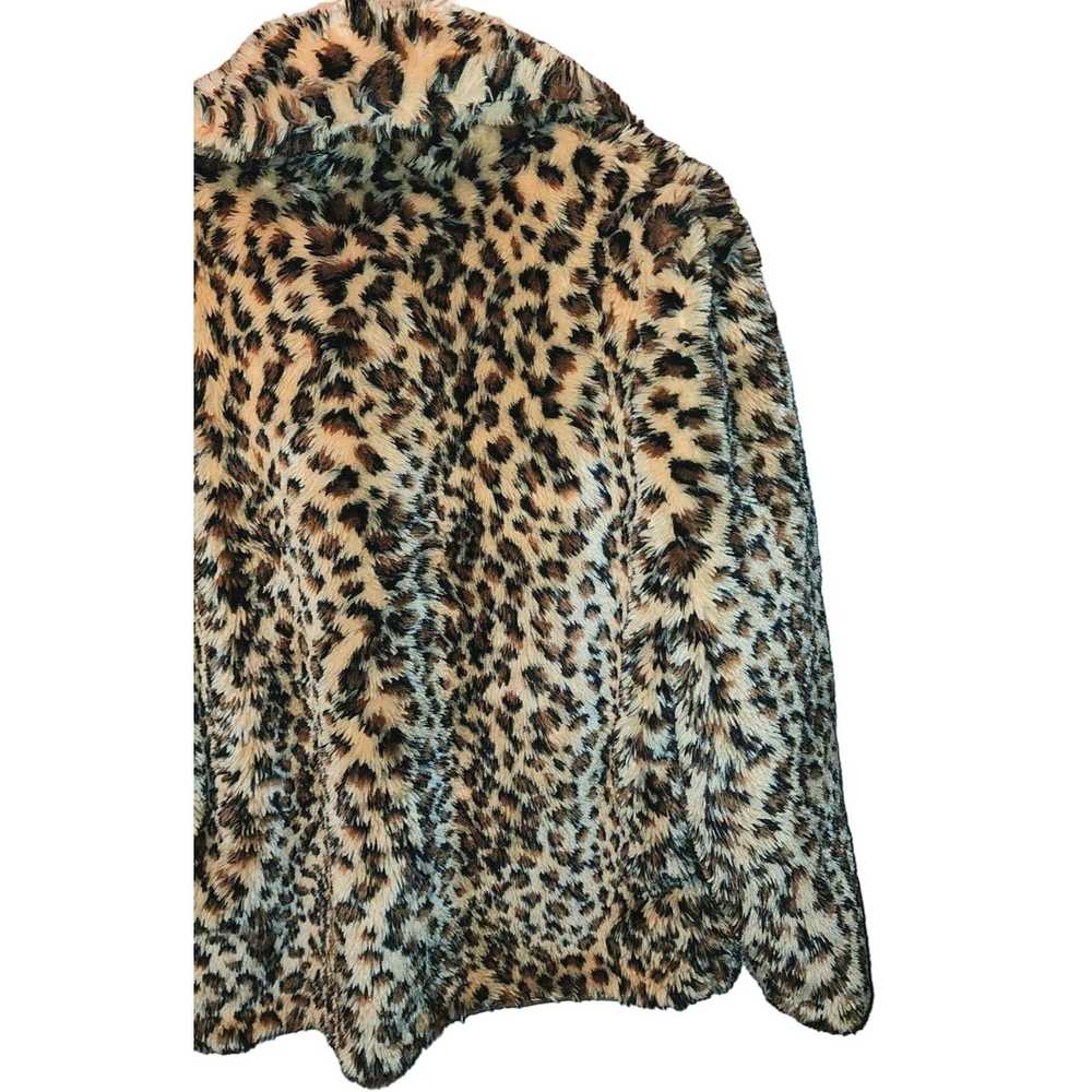 Vintage Womens Medium Faux Fur Cheetah Print Soft… - image 6