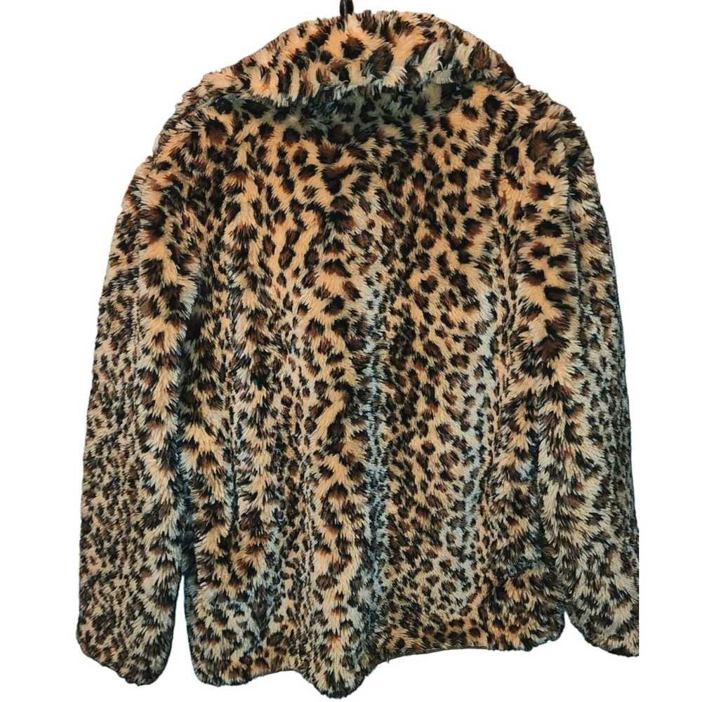 Vintage Womens Medium Faux Fur Cheetah Print Soft… - image 9