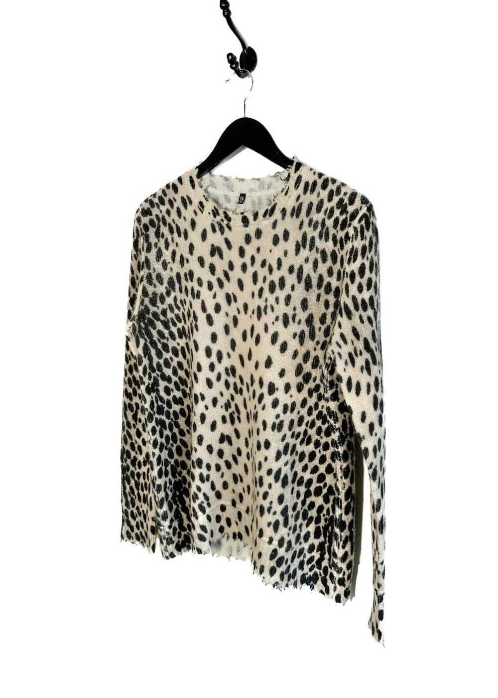 R13 R13 Leopard Print Distressed Cashmere Knit Sw… - image 2