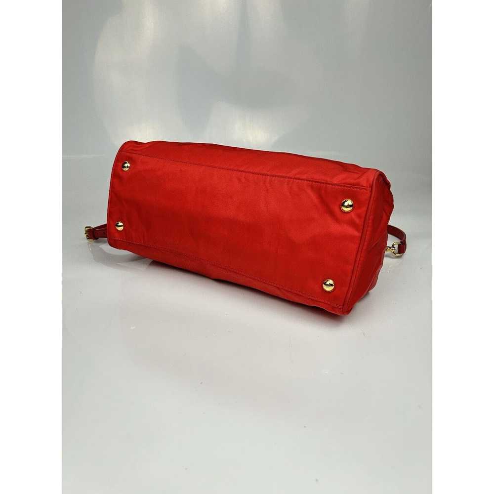 Prada Prada Red Leather Nylon Hand Bag Tote Shoul… - image 5