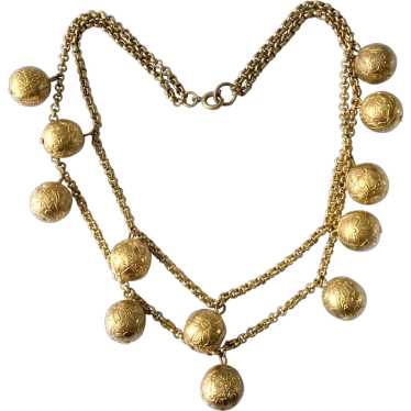 Golden Flower Balls Bib Necklace: Haskellesque - image 1