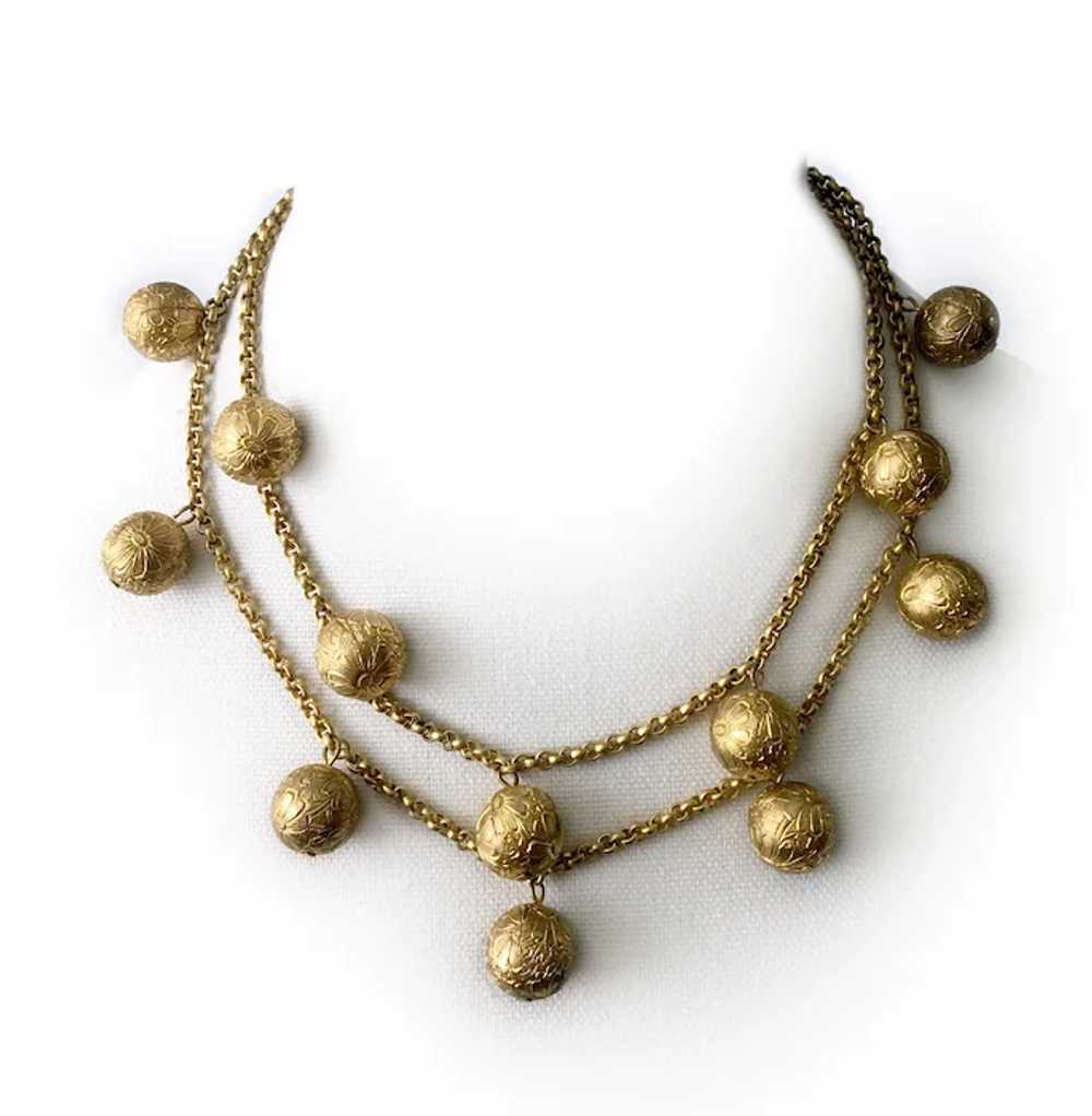 Golden Flower Balls Bib Necklace: Haskellesque - image 2