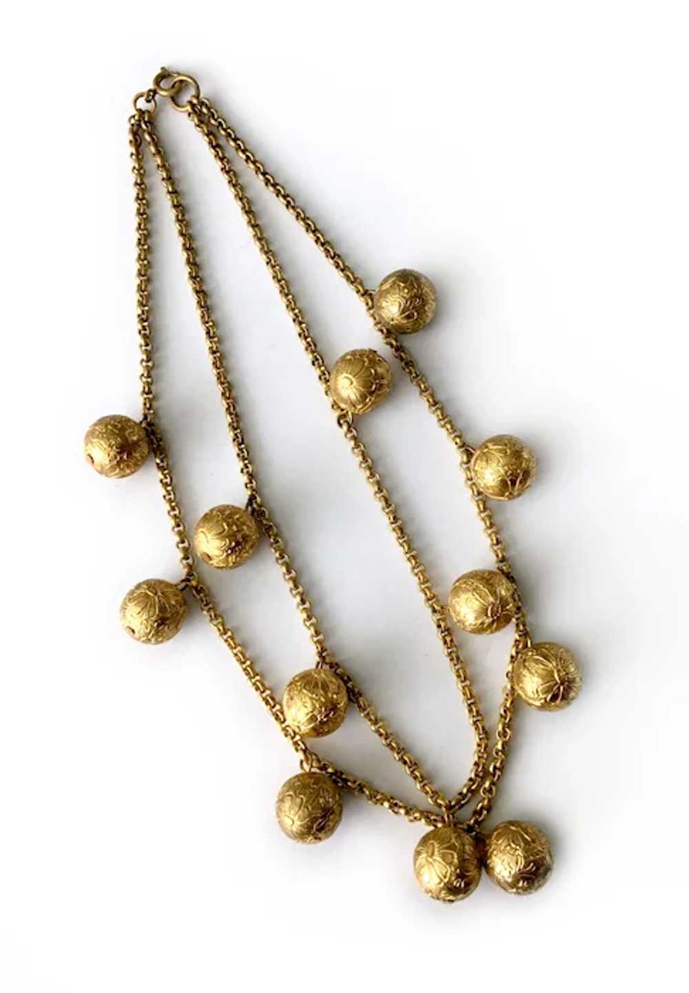 Golden Flower Balls Bib Necklace: Haskellesque - image 3