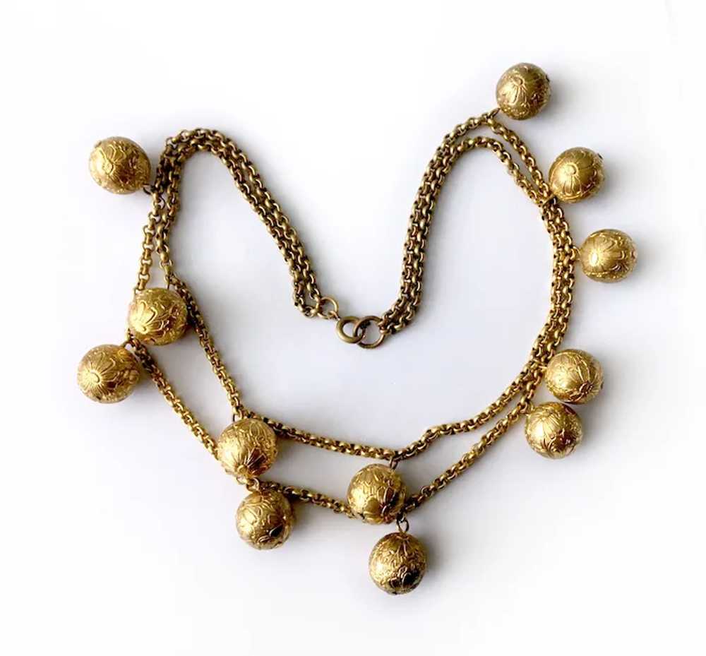 Golden Flower Balls Bib Necklace: Haskellesque - image 4