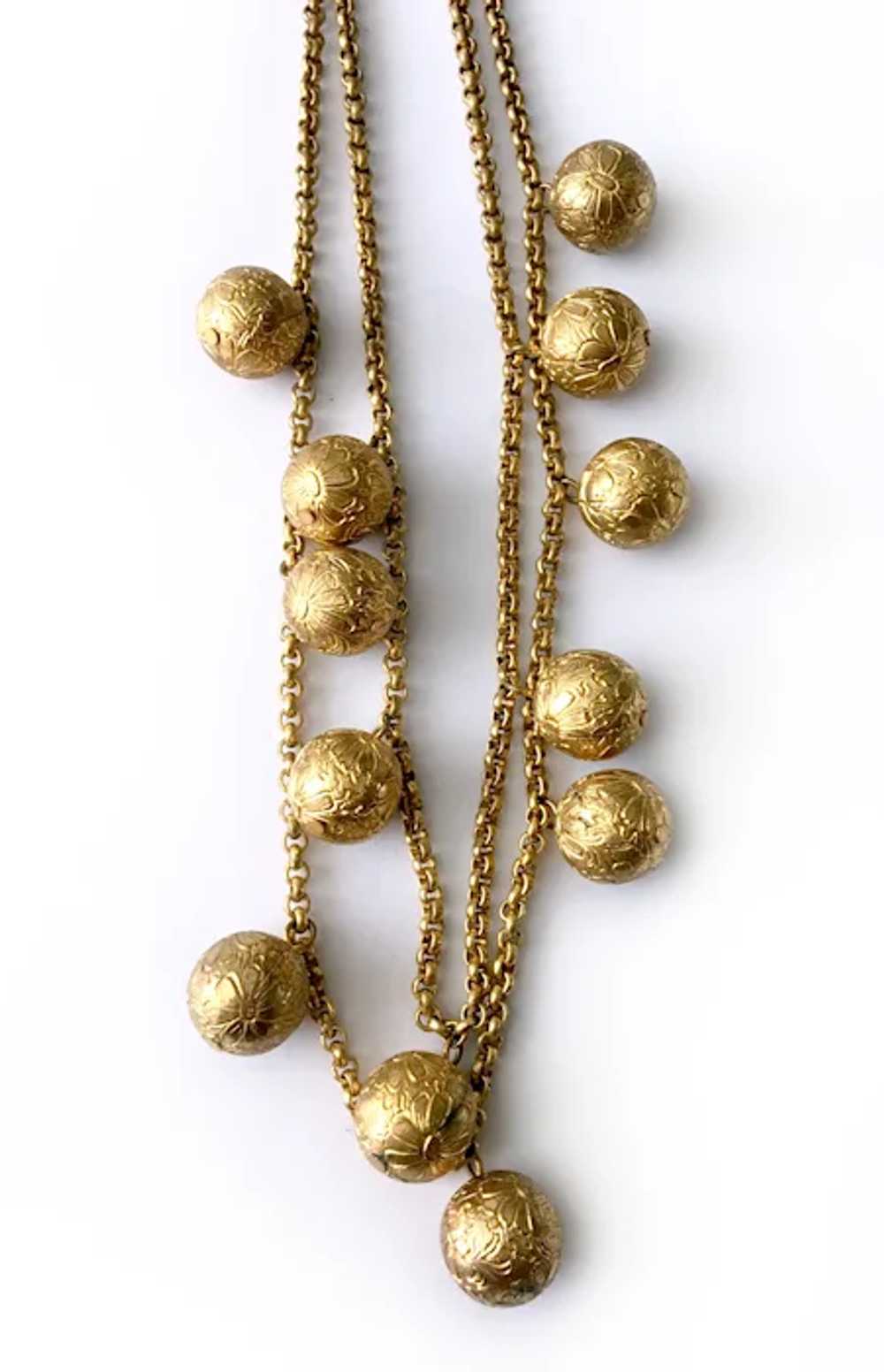 Golden Flower Balls Bib Necklace: Haskellesque - image 5