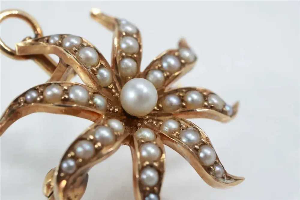 Vintage 14K Gold Pearl Pendant/Brooch - image 4
