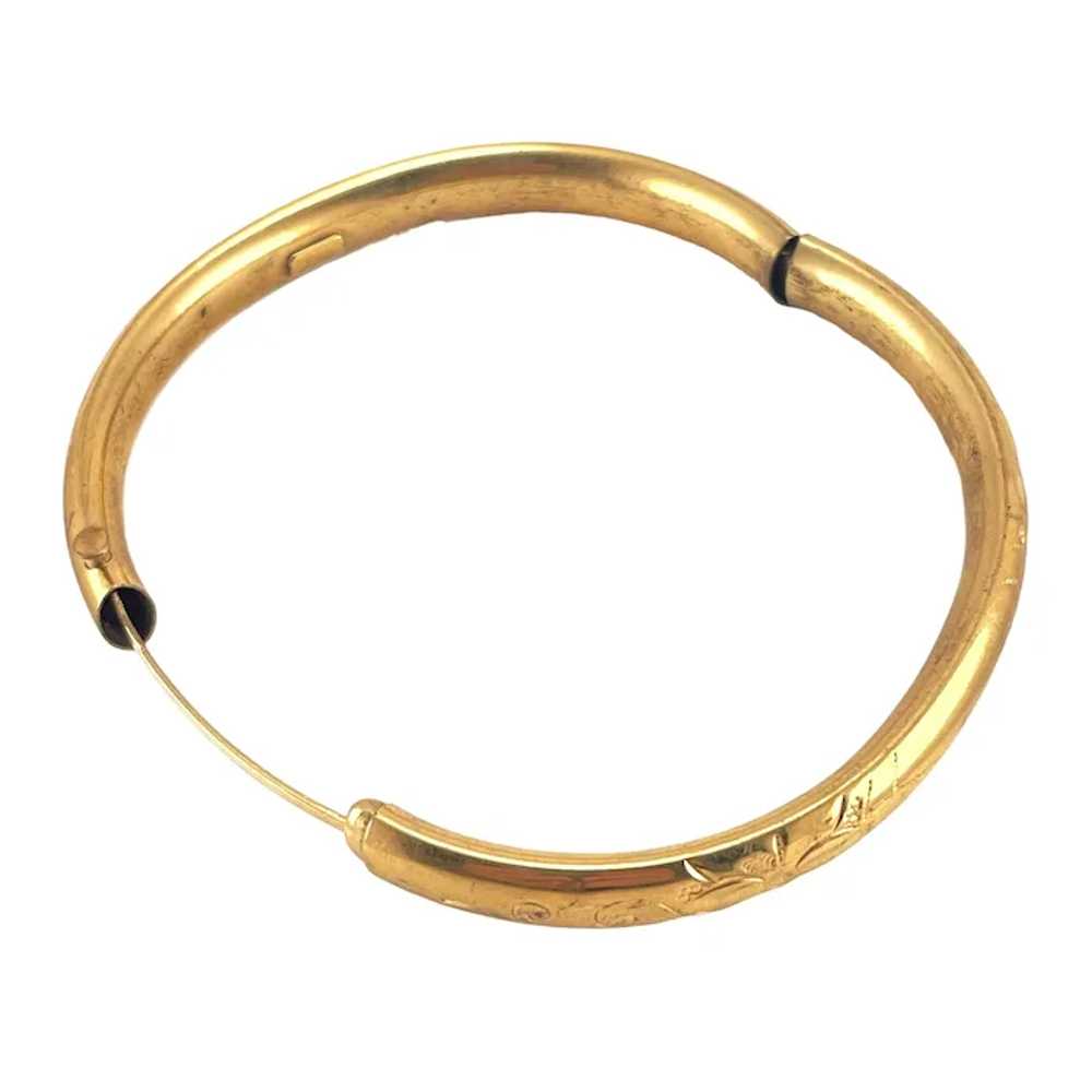 Gold Filled Etched Bangle Bracelet Vintage with S… - image 10