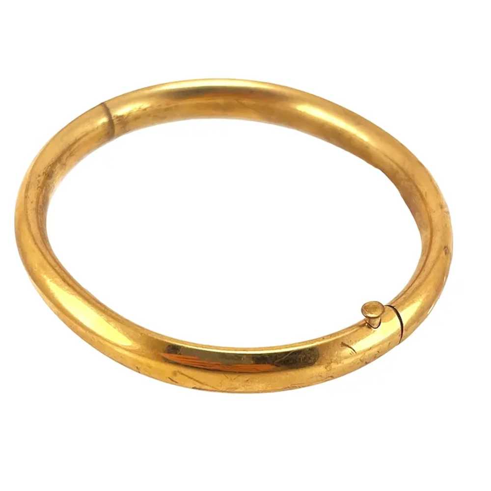 Gold Filled Etched Bangle Bracelet Vintage with S… - image 11