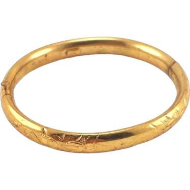 Gold Filled Etched Bangle Bracelet Vintage with S… - image 1