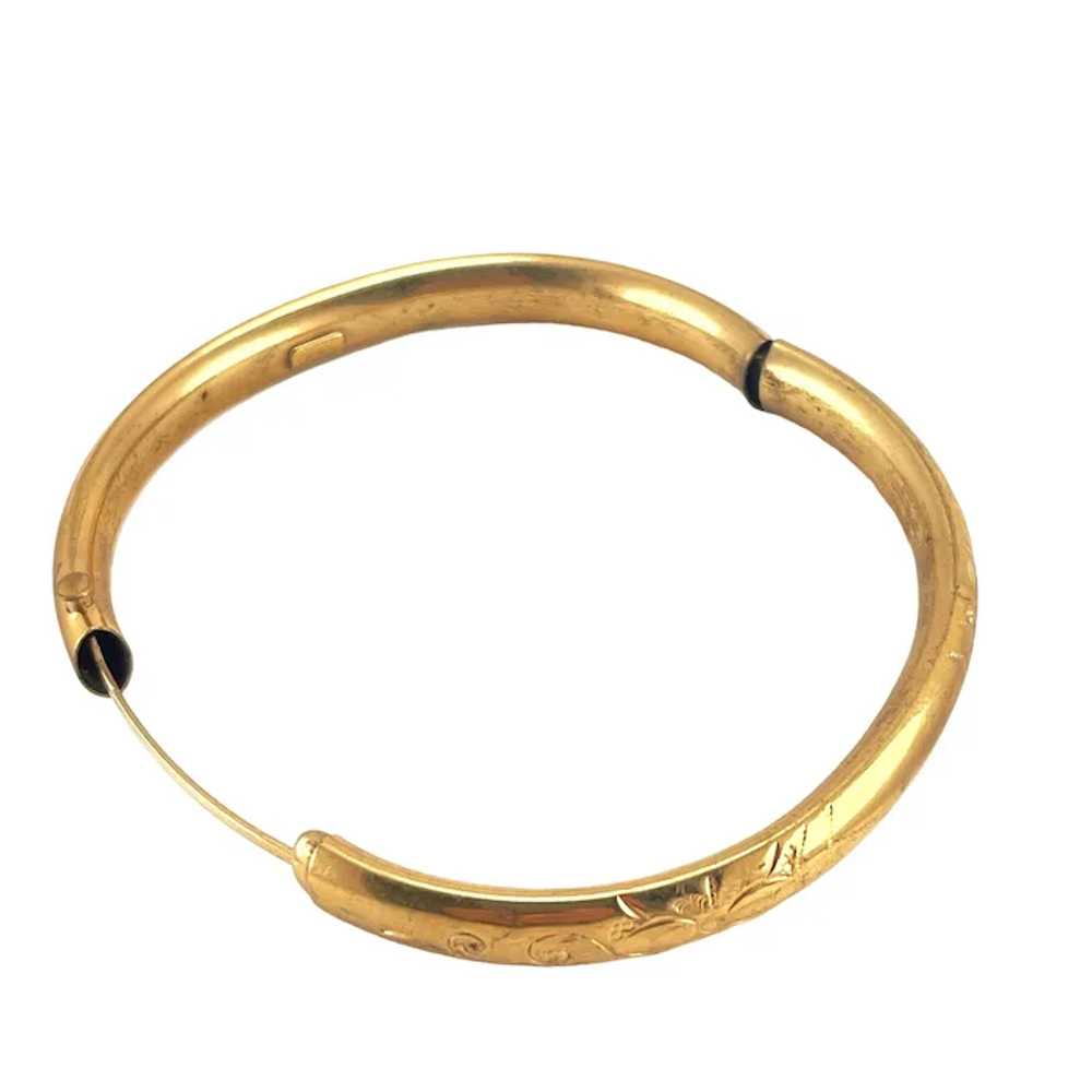 Gold Filled Etched Bangle Bracelet Vintage with S… - image 4