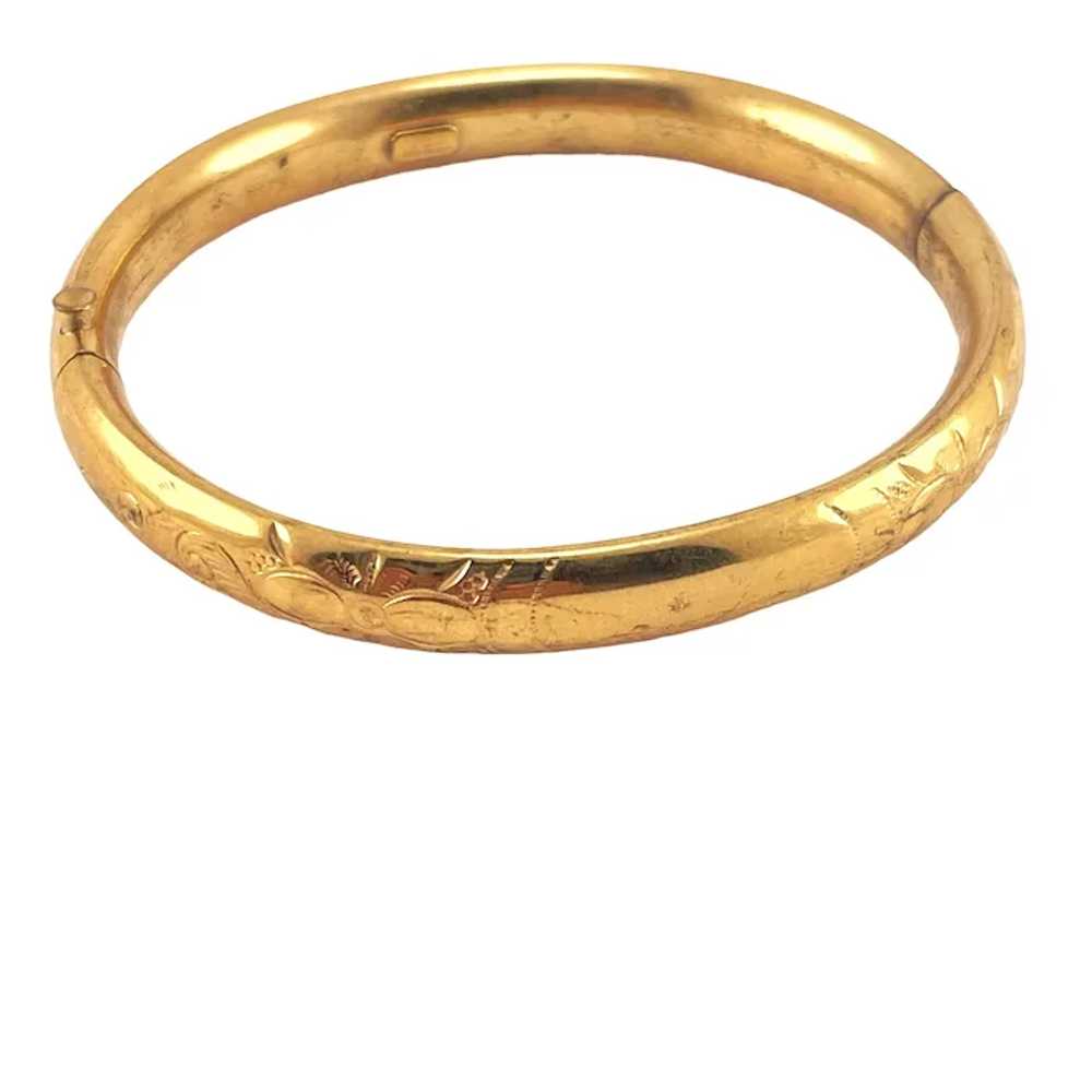 Gold Filled Etched Bangle Bracelet Vintage with S… - image 5