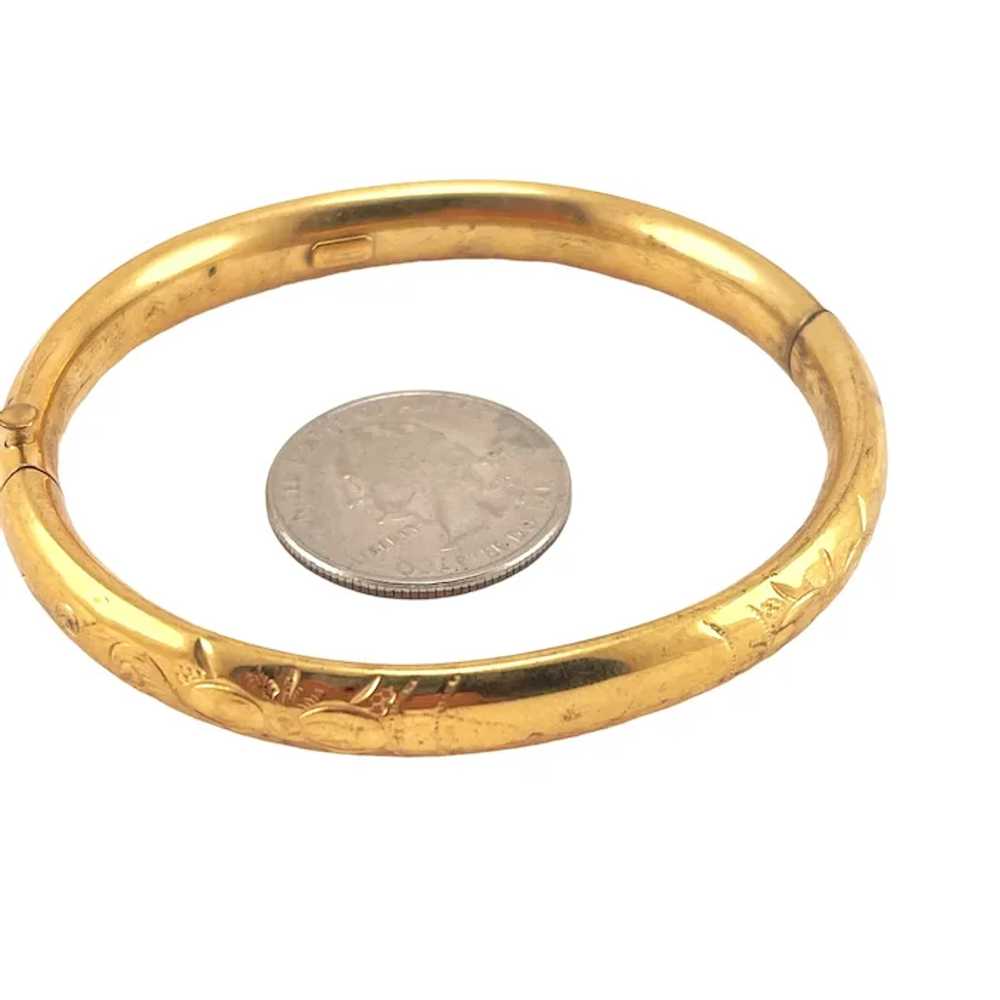 Gold Filled Etched Bangle Bracelet Vintage with S… - image 6