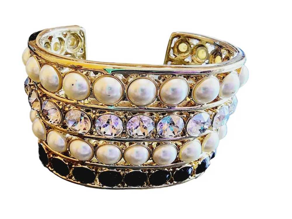 Signed St John Pearl Cuff Bracelet [A-1723] - image 2