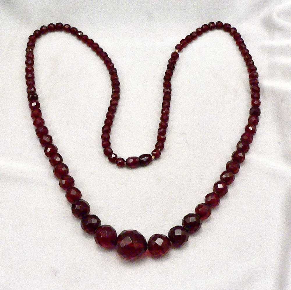 Vintage Cherry Amber Bakelite Faceted Graduated B… - image 2