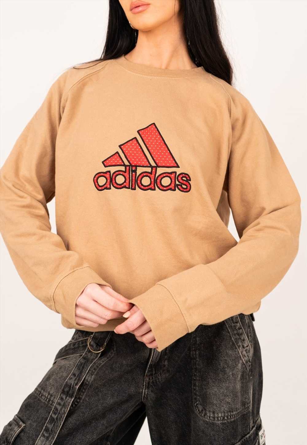 Vintage 00s Adidas Tan & Red Spell Out Sweatshirt - image 1