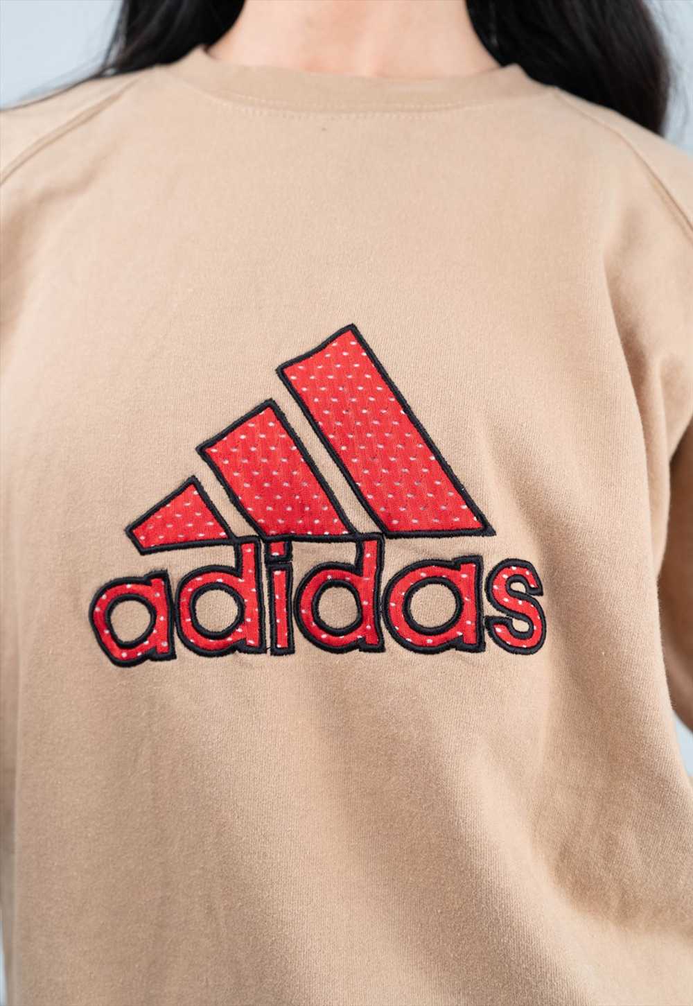 Vintage 00s Adidas Tan & Red Spell Out Sweatshirt - image 2