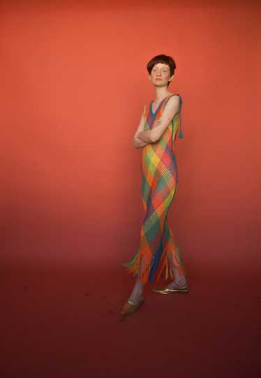 1970s plaid fringe dress