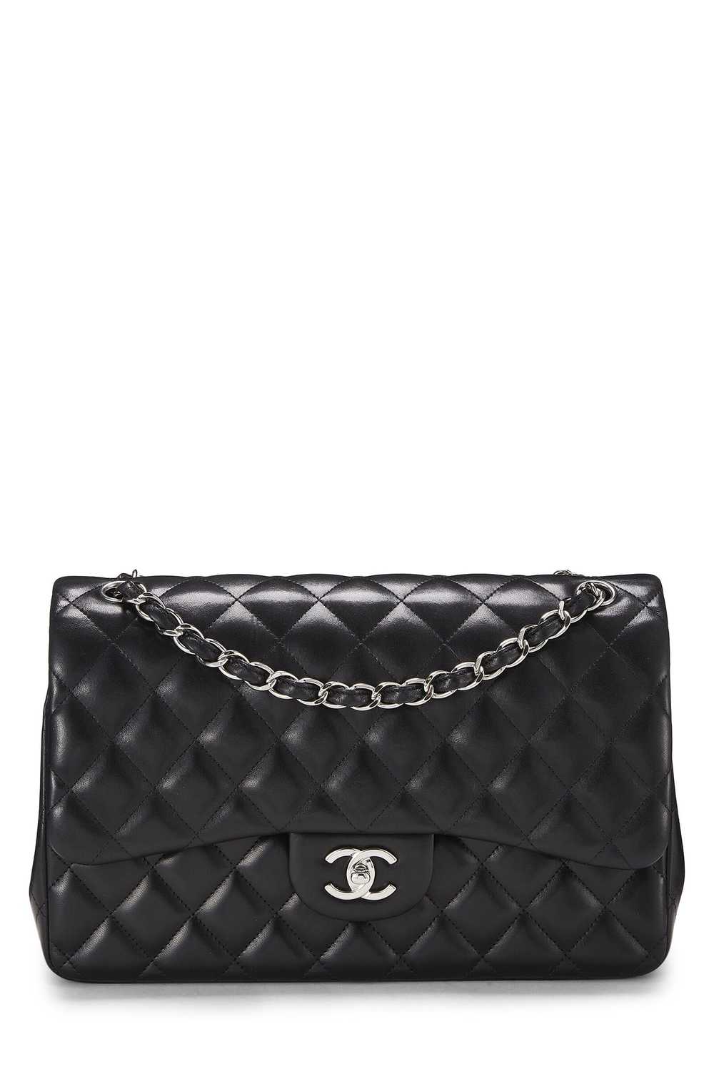 Black Quilted Lambskin New Classic Double Flap Ju… - image 1